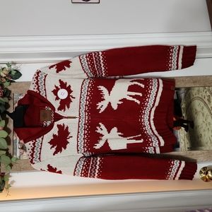 Campfire Ready 🔥 🌼HPx2 🍁 NWT Canadiana Nordic zipp Girls XL Sweater w/moose
